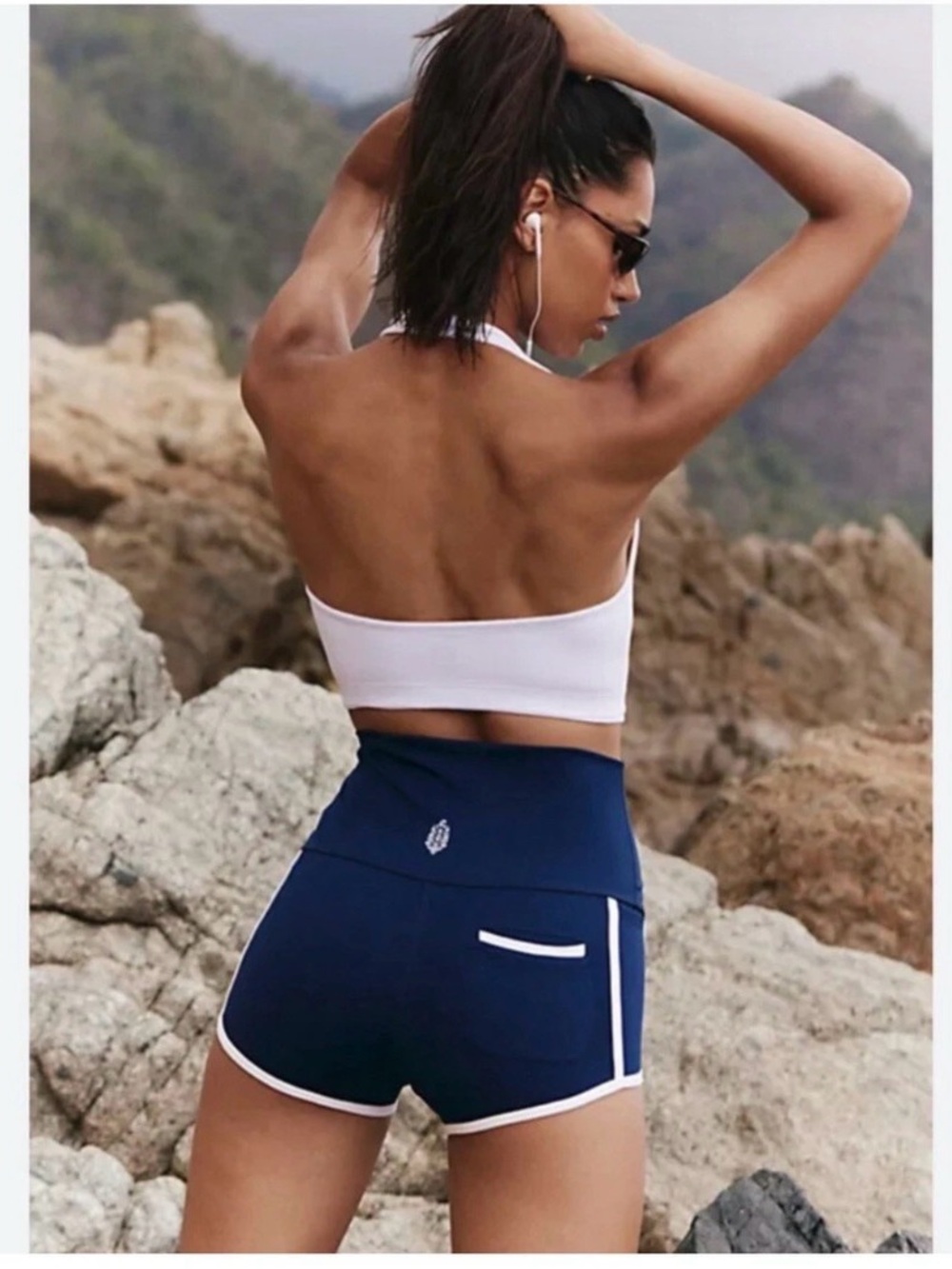 Free People Navy Island Times Shorts with White Trim